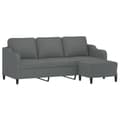 Miniatyrbillede 2 af 7: vidaXL 3-personers sofa med fodskammel 180 cm stof Mørkegrå