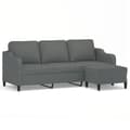 Miniatyrbillede 1 af 7: vidaXL 3-personers sofa med fodskammel 180 cm stof Mørkegrå
