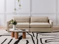 Miniatyrbilde 2 av 11: Sofa Taupe Stoff 3 Seter Treben Armlener Moderne Stil