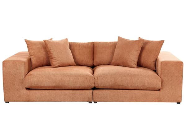 Modulsofa Orange Polyester 3 Personers Designer Blød Moderne Flyder Sofa Lav Ryg Stue Indretning Høj Kvalitet Stofsofa