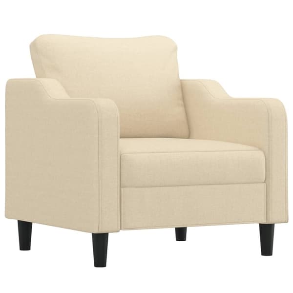 vidaXL Fåtölj med fotpall Gräddvit 60 cm tyg