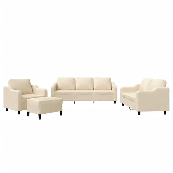 vidaXL sofasæt 4 dele med hynder stof cremefarvet
