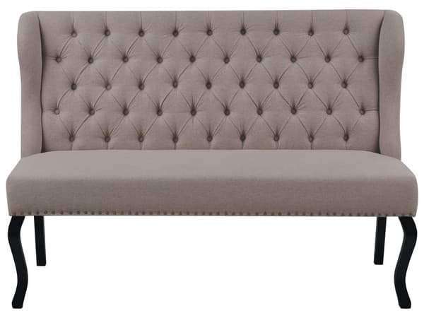 Kjøkken Sofa Lysebrunt Polyestertrekk med 2-seter Wingback-tufting Svart Cabriole-ben