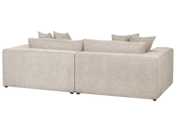 Sofa Stoff Polyester Taupe 240 cm x 120 cm x 61 cm Sofa 3 Seter Polstret Rygg Skinnespor Armlener Stue Moderne Komfortabel Koselig