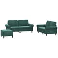 Miniatyrbillede 1 af 9: vidaXL sofasæt 3 dele med hynder velour mørkegrøn