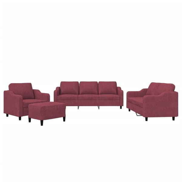 vidaXL sofasæt 4 dele med hynder stof vinrød