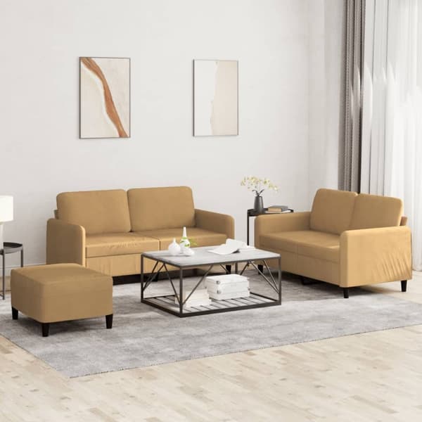 vidaXL sofasæt 3 dele velour brun
