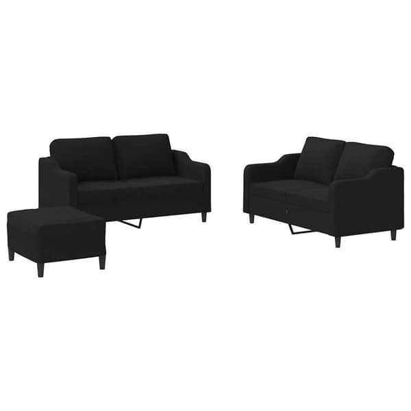 vidaXL sofasæt 3 dele med hynder stof sort