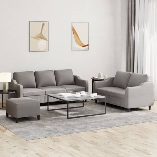vidaXL sofasæt 3 dele med hynder stof gråbrun