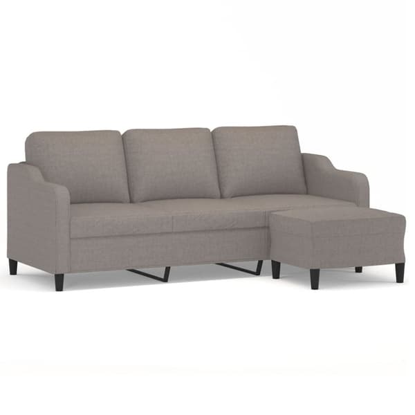 vidaXL 3-personers sofa med fodskammel 180 cm stof Gråbrun