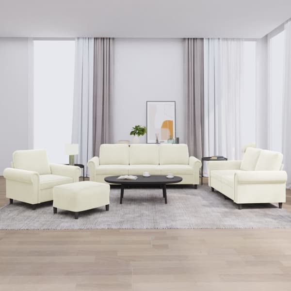 vidaXL sofasæt 4 dele med hynder velour cremefarvet