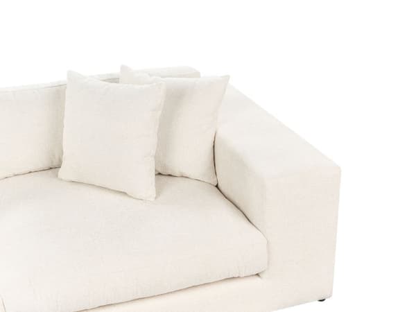 Soffa Tyg Polyester Vit 240 cm x 120 cm x 61 cm Soffa 3-Sits Kuddar Armstöd Vardagsrum Modern Bekväm Mysig