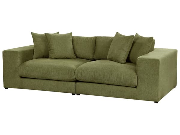 Soffa Tyg Polyester Orange 240 cm x 120 cm x 61 cm Soffa 3-Sits Kuddar Armstöd Vardagsrum Modern Bekväm Mysig