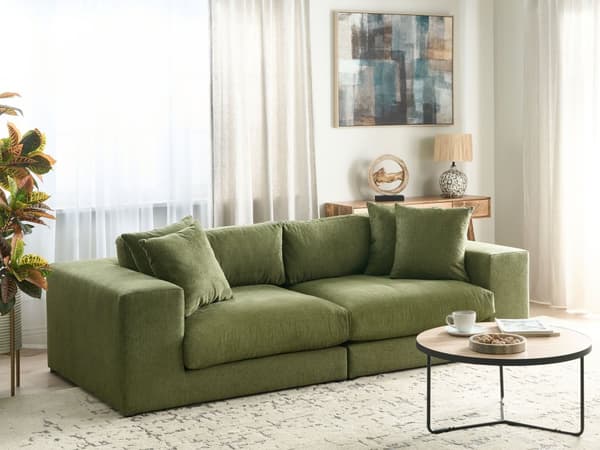 Soffa Tyg Polyester Orange 240 cm x 120 cm x 61 cm Soffa 3-Sits Kuddar Armstöd Vardagsrum Modern Bekväm Mysig