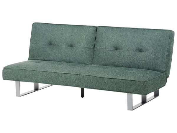 Vuodesohva vihreä polyesteri kangas 190 x 79 x 88 cm 3 hengelle metalli jalat säädettävä selkänoja moderni tyyli
