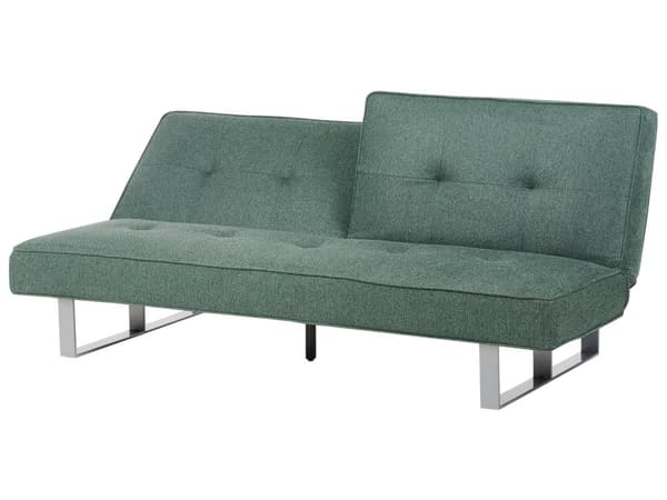 Vuodesohva vihreä polyesteri kangas 190 x 79 x 88 cm 3 hengelle metalli jalat säädettävä selkänoja moderni tyyli