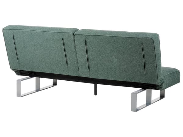 Vuodesohva vihreä polyesteri kangas 190 x 79 x 88 cm 3 hengelle metalli jalat säädettävä selkänoja moderni tyyli