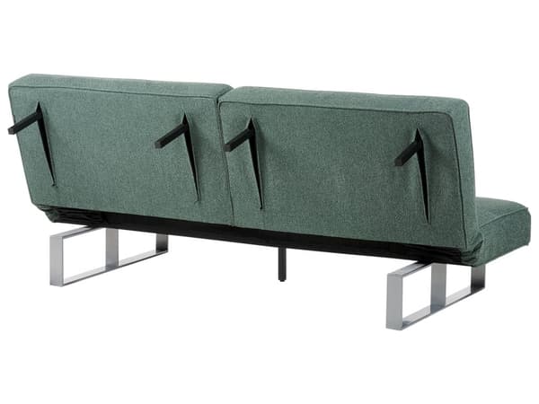 Vuodesohva vihreä polyesteri kangas 190 x 79 x 88 cm 3 hengelle metalli jalat säädettävä selkänoja moderni tyyli
