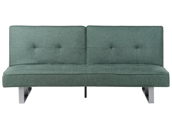Vuodesohva vihreä polyesteri kangas 190 x 79 x 88 cm 3 hengelle metalli jalat säädettävä selkänoja moderni tyyli