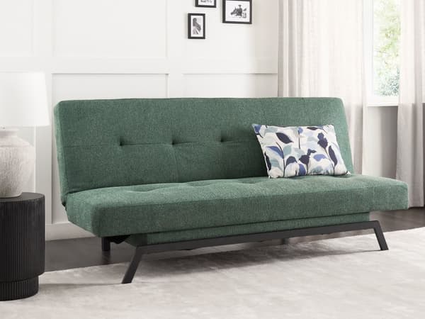 Vuodesohva vihreä polyesteri kangas 188 x 85 x 93 cm 3 hengelle napitettu moderni tyyli
