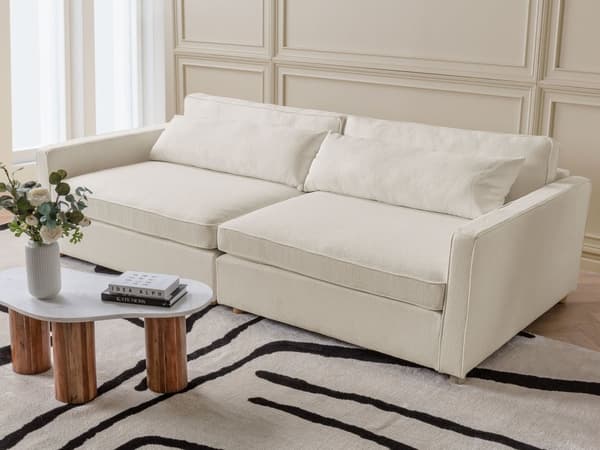 Modulsofa Off White Boucle 3 Personers Designer Blød Moderne Flyder Sofa Lav Ryg Stue Indretning Høj Kvalitet Stofsofa