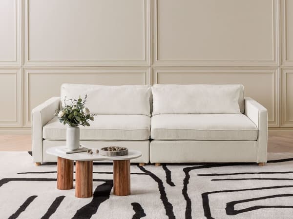 Modulsofa Off White Boucle 3 Personers Designer Blød Moderne Flyder Sofa Lav Ryg Stue Indretning Høj Kvalitet Stofsofa