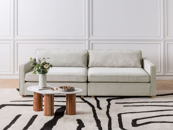 Modulsofa Lysegrå Fløjl 3 Personers Designer Blød Moderne Flyder Sofa Lav Ryg Stue Indretning Høj Kvalitet Stofsofa