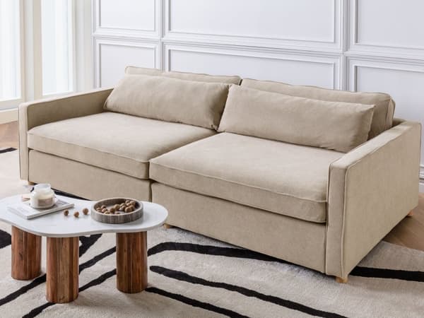 Modulsofa Taupe Polyester 3 Personers Designer Blød Moderne Flyder Sofa Lav Ryg Stue Indretning Høj Kvalitet Stofsofa