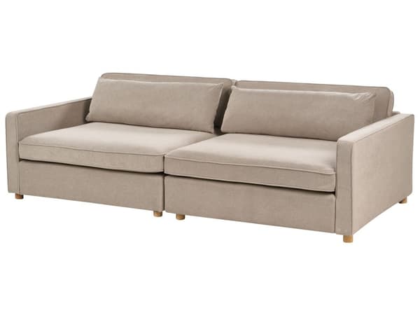 Modulsofa Taupe Polyester 3 Personers Designer Blød Moderne Flyder Sofa Lav Ryg Stue Indretning Høj Kvalitet Stofsofa