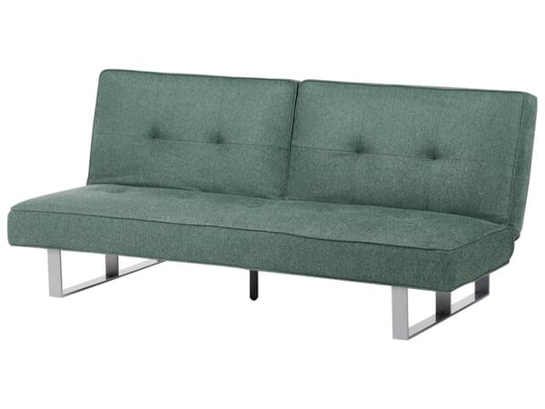 Sovesofa Blå Polstret Stof og Sølv Metal 3 Personers Dobbelt Sofa Seng Justerbar til Daybed Design Delt Ryglæn til Stuen God Sovekomfort