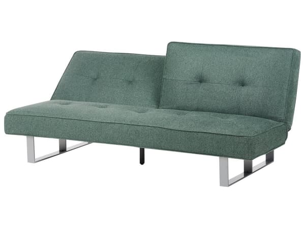 Sovesofa Blå Polstret Stof og Sølv Metal 3 Personers Dobbelt Sofa Seng Justerbar til Daybed Design Delt Ryglæn til Stuen God Sovekomfort
