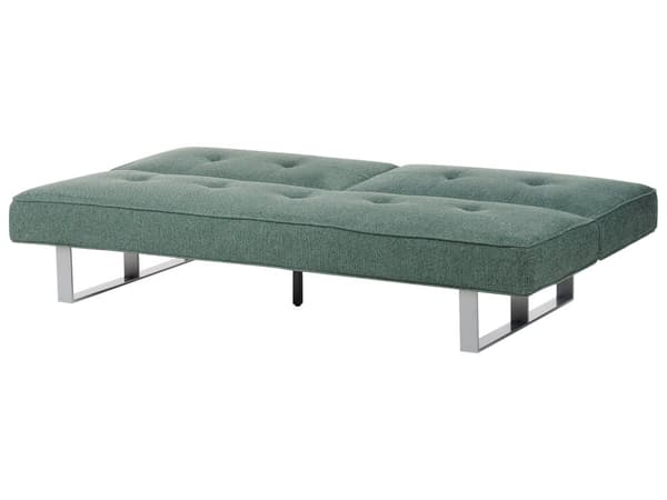 Sovesofa Blå Polstret Stof og Sølv Metal 3 Personers Dobbelt Sofa Seng Justerbar til Daybed Design Delt Ryglæn til Stuen God Sovekomfort