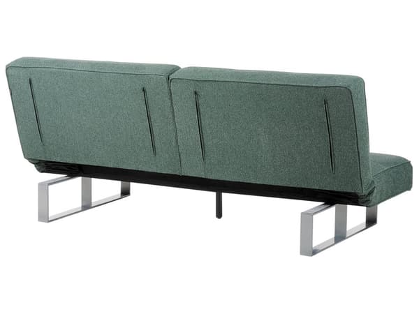 Sovesofa Blå Polstret Stof og Sølv Metal 3 Personers Dobbelt Sofa Seng Justerbar til Daybed Design Delt Ryglæn til Stuen God Sovekomfort