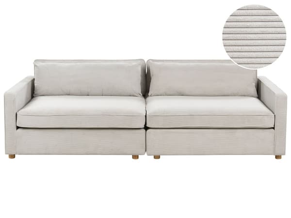 Soffa Ljusgrå Manchester 3-sits Träben Armstöd Modern Stil