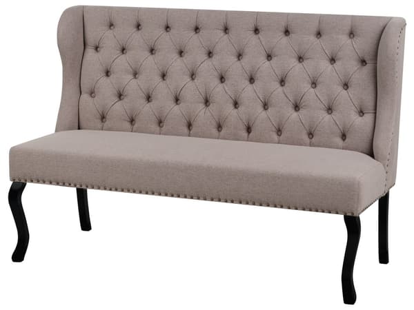 Kökssoffa Ljusbrun Polyester Klädsel 2-sits Svarta Ben