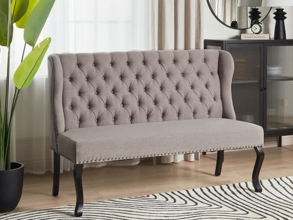 Kökssoffa Ljusbrun Polyester Klädsel 2-sits Svarta Ben