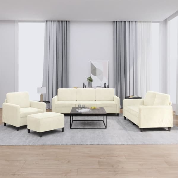 vidaXL sofasæt 4 dele velour cremefarvet