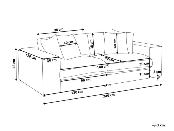 Sofa Stoff Polyester Grønn 240 cm x 120 cm x 61 cm Sofa 3 Seter Polstret Rygg Skinnespor Armlener Stue Moderne Komfortabel Koselig