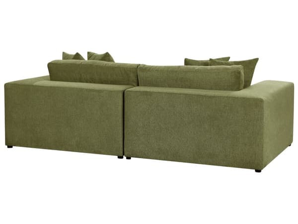Sofa Stoff Polyester Grønn 240 cm x 120 cm x 61 cm Sofa 3 Seter Polstret Rygg Skinnespor Armlener Stue Moderne Komfortabel Koselig