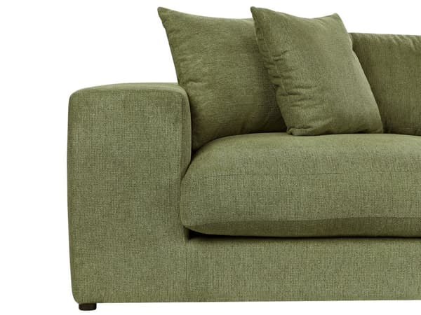 Sofa Stoff Polyester Grønn 240 cm x 120 cm x 61 cm Sofa 3 Seter Polstret Rygg Skinnespor Armlener Stue Moderne Komfortabel Koselig