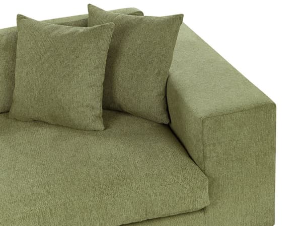 Sofa Stoff Polyester Grønn 240 cm x 120 cm x 61 cm Sofa 3 Seter Polstret Rygg Skinnespor Armlener Stue Moderne Komfortabel Koselig