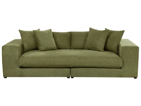 Sofa Stoff Polyester Grønn 240 cm x 120 cm x 61 cm Sofa 3 Seter Polstret Rygg Skinnespor Armlener Stue Moderne Komfortabel Koselig