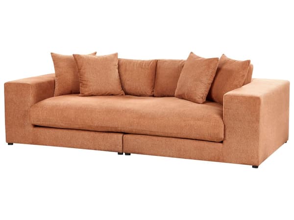 Modulsofa Orange Polyester 3 Personers Designer Blød Moderne Flyder Sofa Lav Ryg Stue Indretning Høj Kvalitet Stofsofa