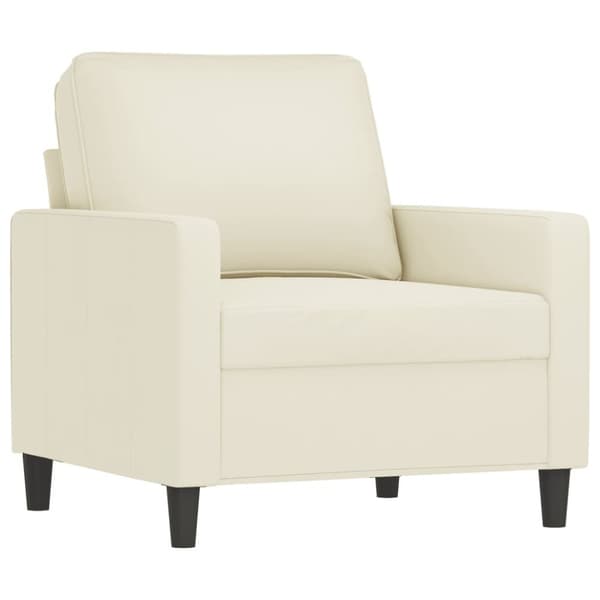 vidaXL Fåtölj med fotpall Gräddvit 60 cm sammet
