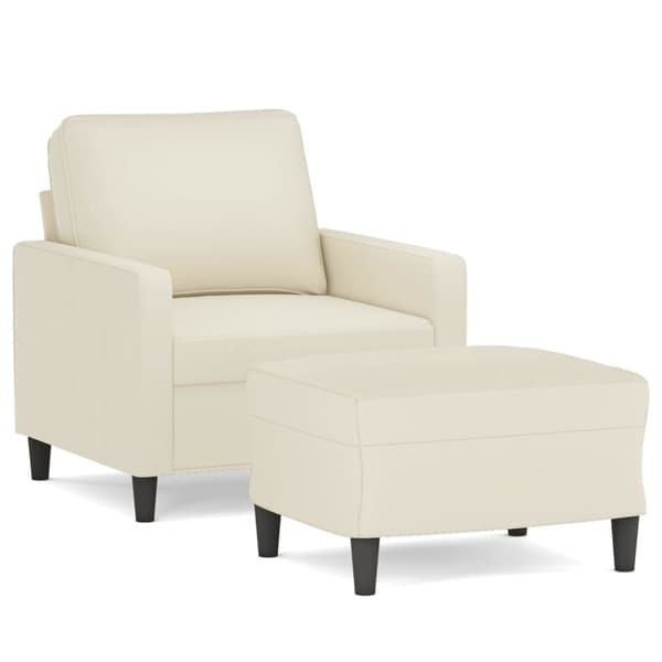 vidaXL Fåtölj med fotpall Gräddvit 60 cm sammet