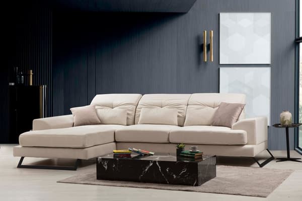 Chic Home Friida kulmasohva divaanilla 190x308 cm L, luonnonvalkoinen