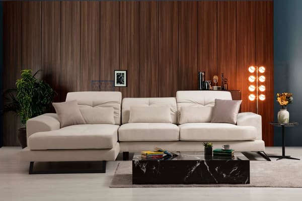 Chic Home Friida kulmasohva divaanilla 190x308 cm L, luonnonvalkoinen