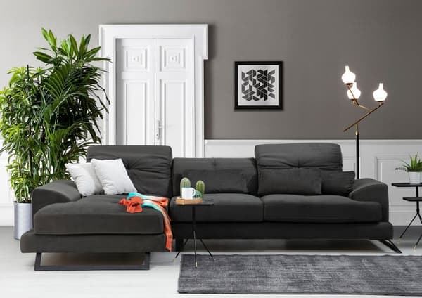Chic Home Friida kulmasohva divaanilla 190x308 cm L, tummanharmaa
