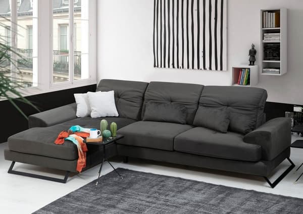 Chic Home Friida kulmasohva divaanilla 190x308 cm L, tummanharmaa