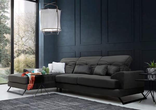 Chic Home Friida kulmasohva divaanilla 190x308 cm L, tummanharmaa